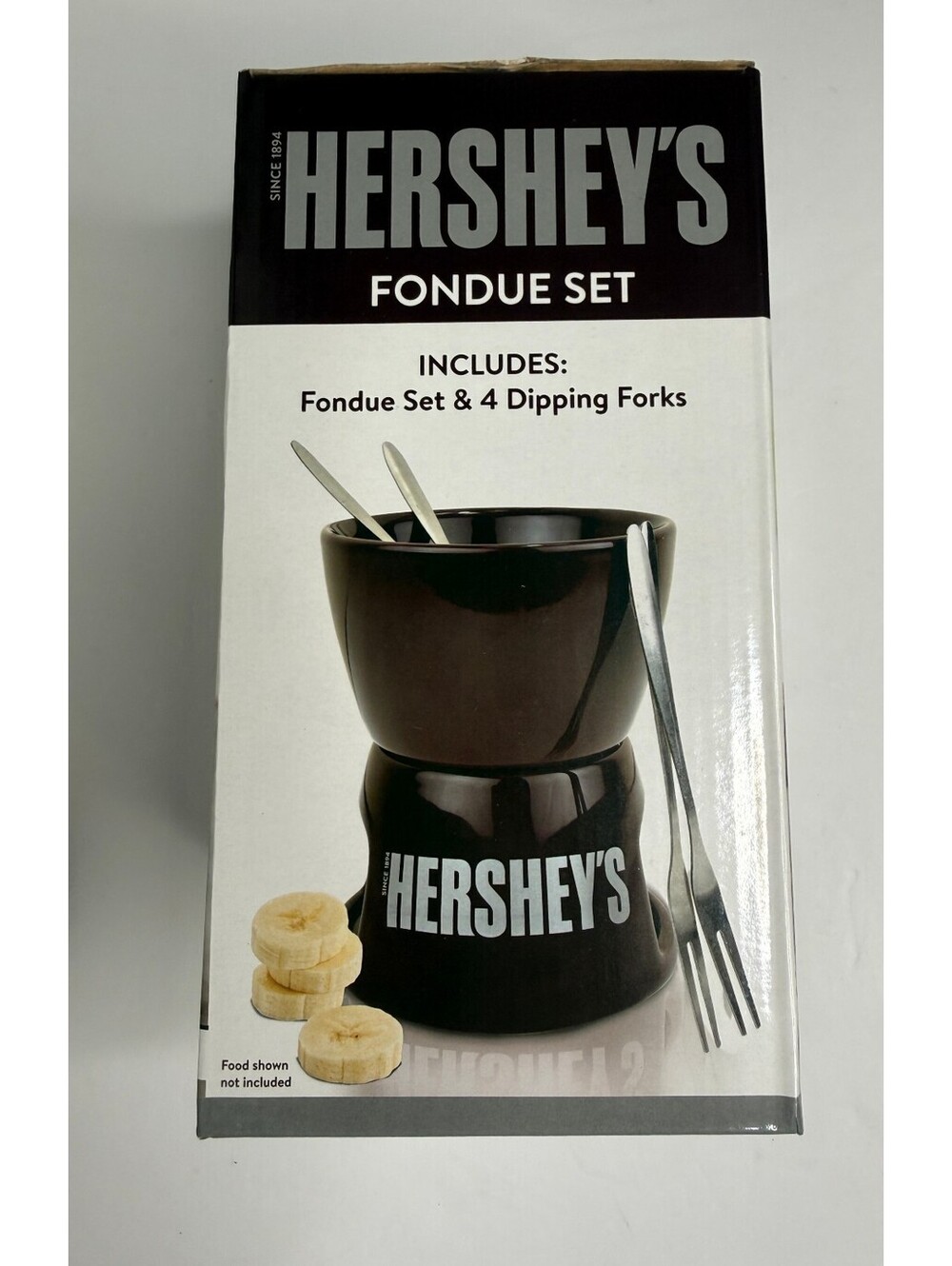 Hershey's Chocolate Fondue Set With Bow& 4 Dipping Forks New Open Box